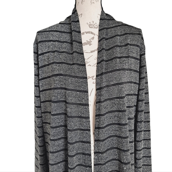 💖 Lane Bryant Black grey stripe Classic long open front cardigan plus 26/ 28 - Picture 8 of 14